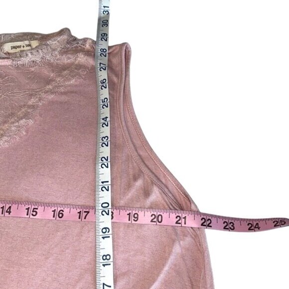 Paper + Tee Pink Sleeveless Lace-Trimmed Top Womens 2X Rayon/Spandex Blend - Picture 9 of 9